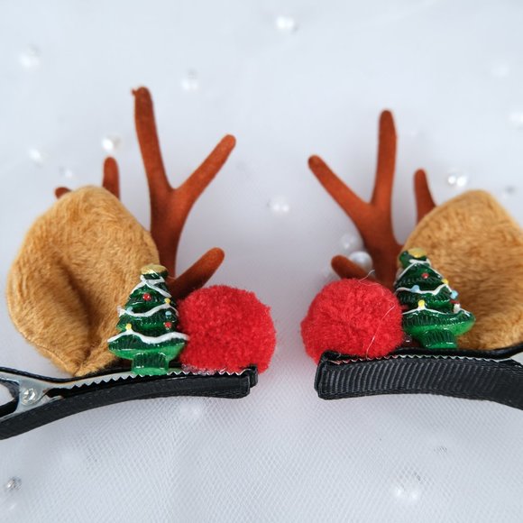 A Pair Handmade Christmas Hair Clips with Santa tree Christmas Gift - Picture 1 of 6